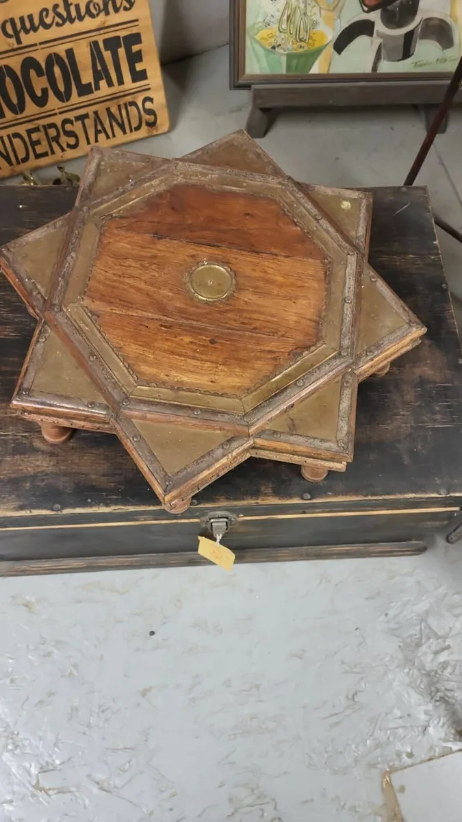 Vintage Moroccan tray table, stand - Image 2