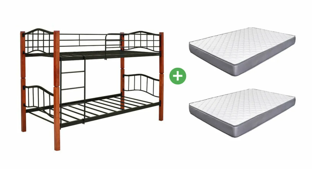 Modern Metal Frame Bunk Bed with Wooden Touch - Image 4