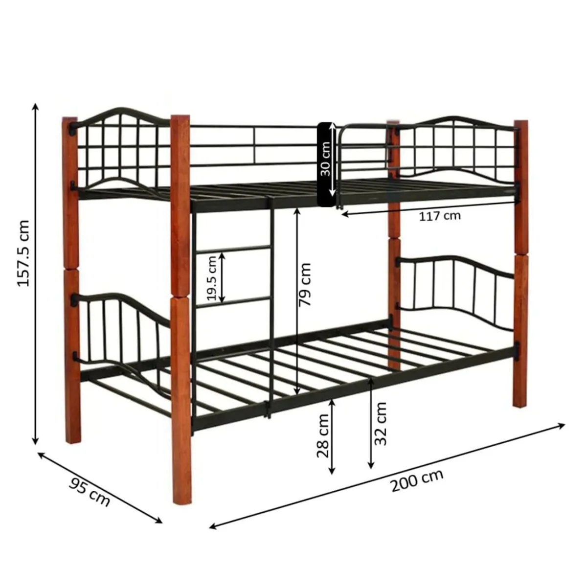 Metal & Wood Bunk Bed with Delivery in Ireland - Image 3