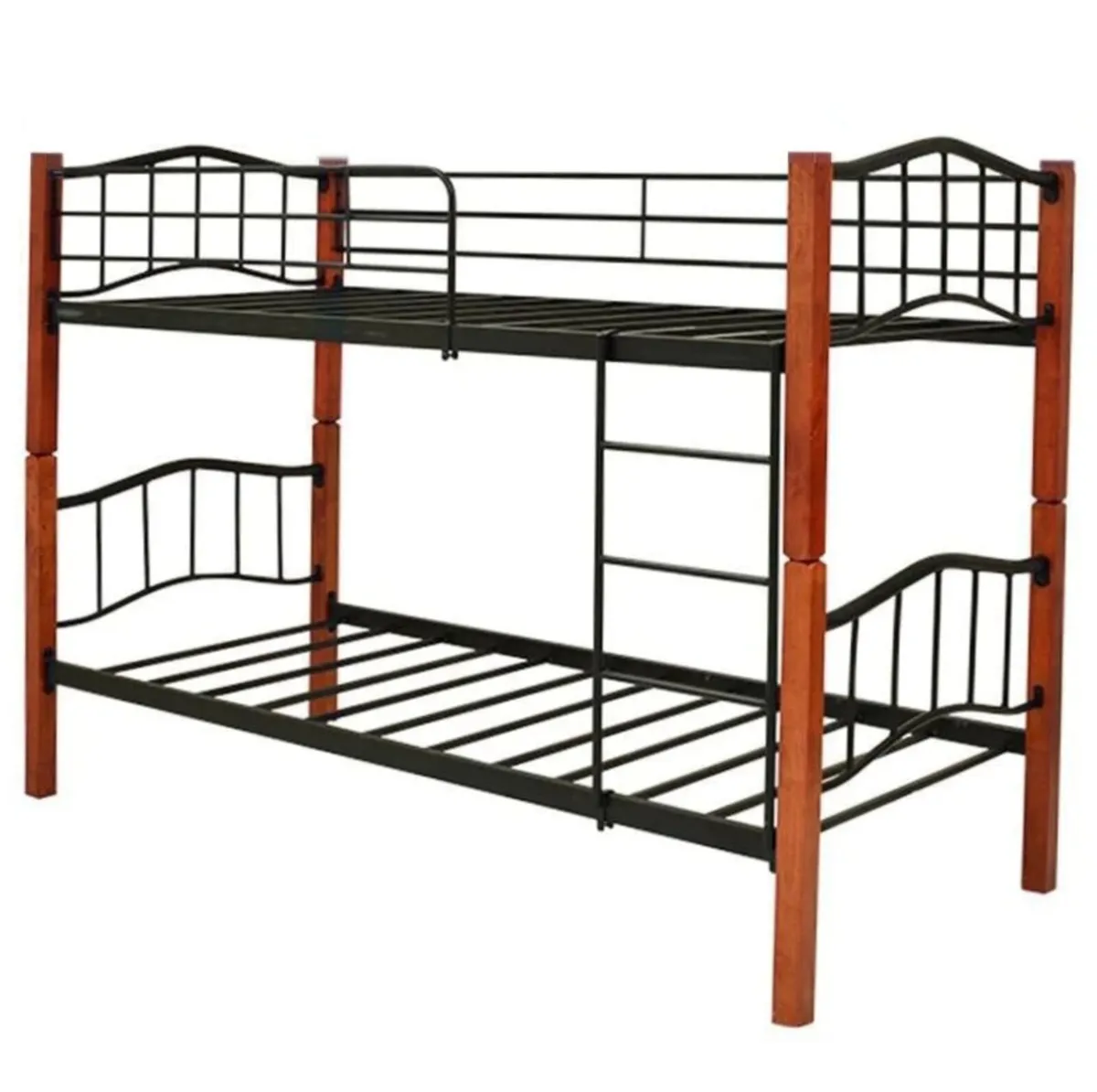 Modern Metal Frame Bunk Bed with Wooden Touch - Image 2