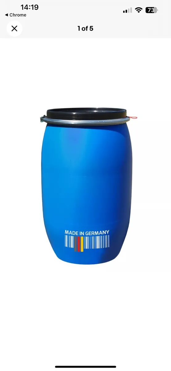 Blue plastic drum
