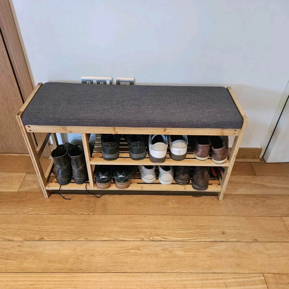 Wooden Shoerack with Seating - Image 2