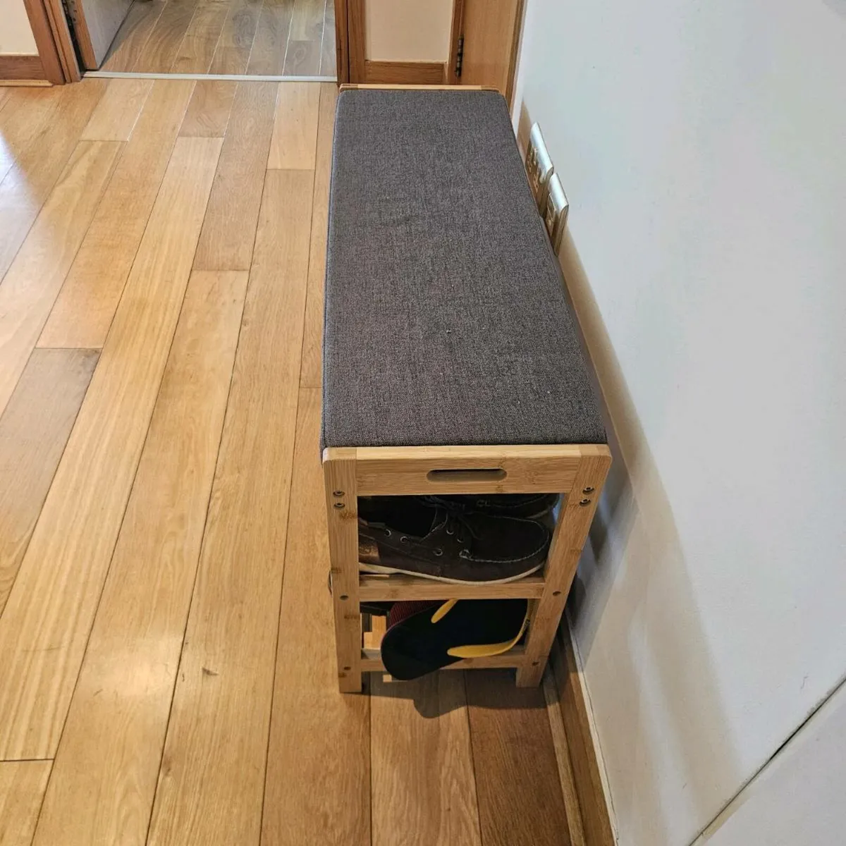 Wooden Shoerack with Seating - Image 3