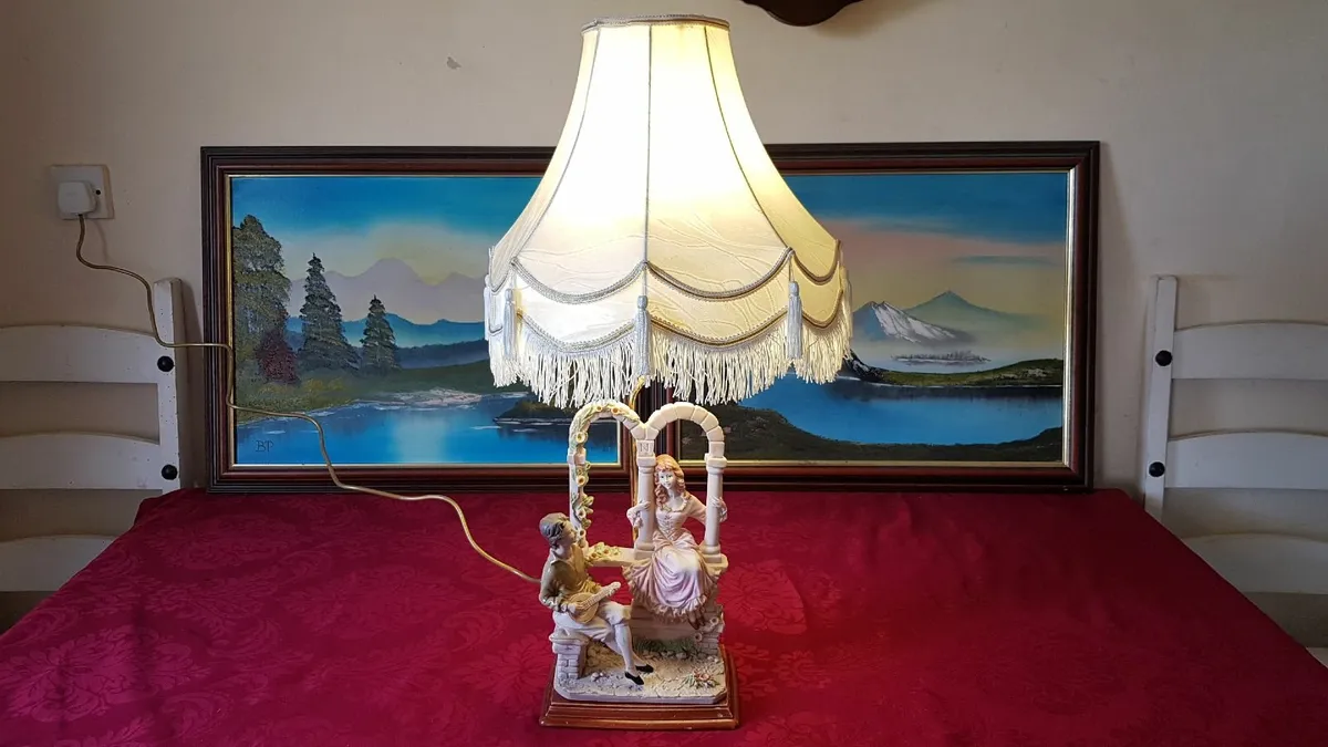 27"  Tall Capodimonte Italian Signed Figurine Lamp - Image 1