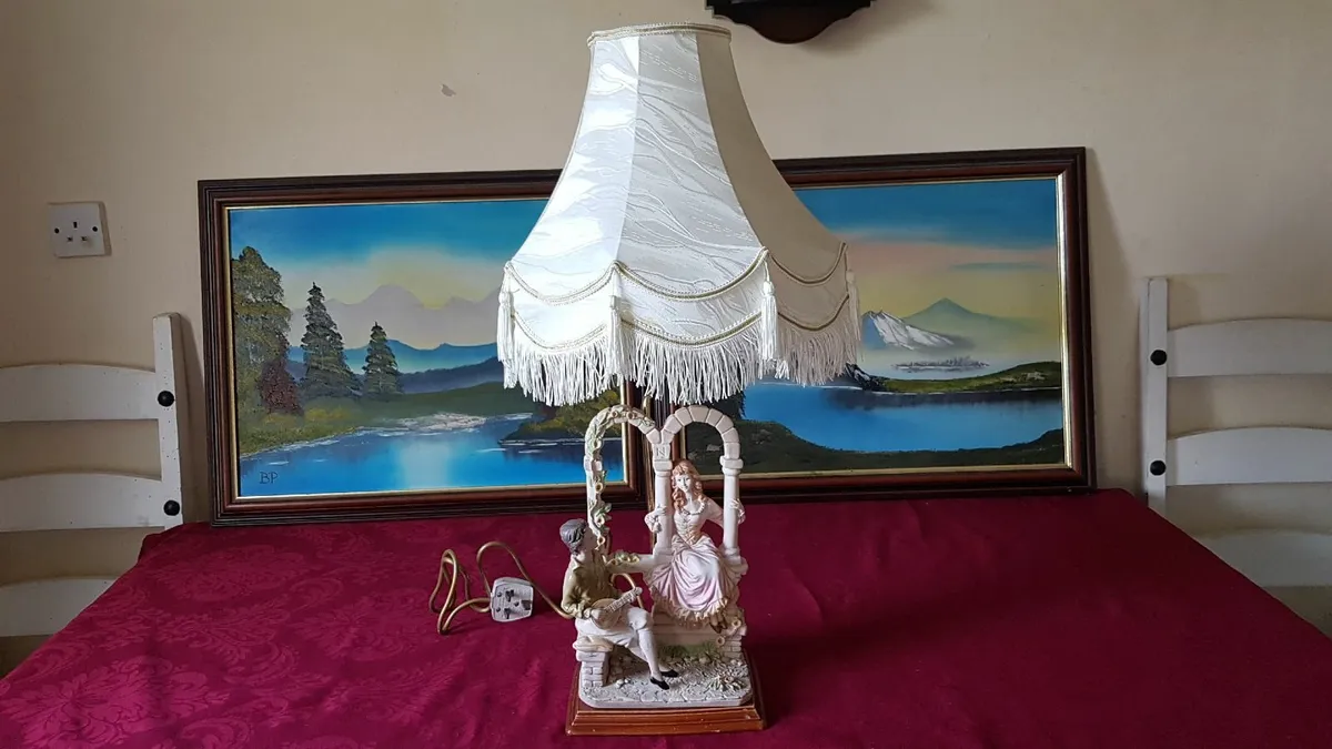 27"  Tall Capodimonte Italian Signed Figurine Lamp - Image 2