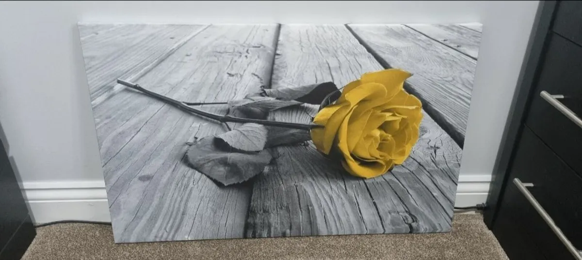Yellow Rose Flower Wall Art Canvas Picture - Image 2