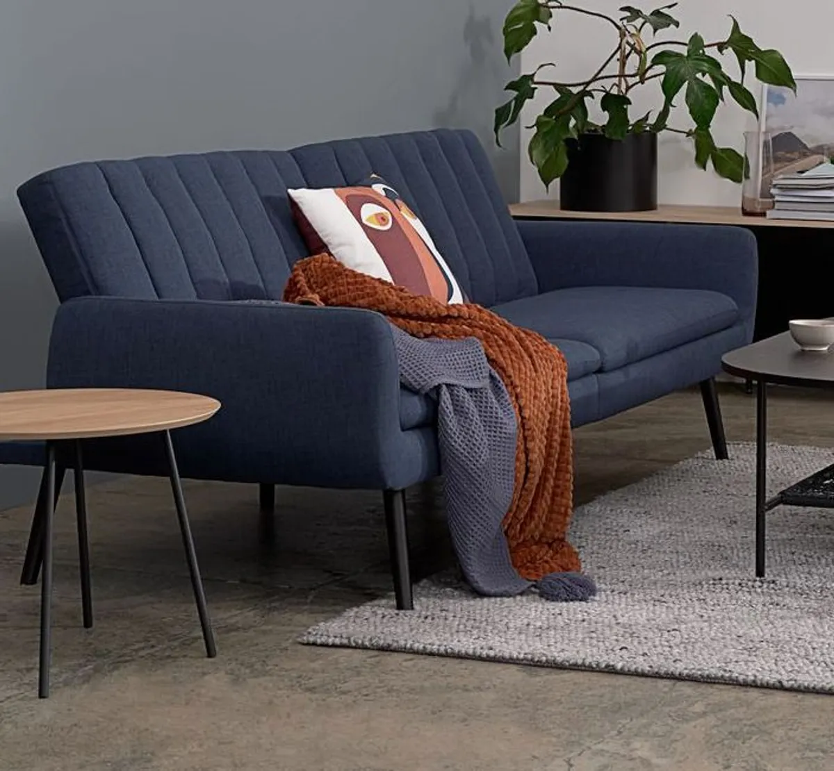 Stylish Navy 3-Seater Sofa Bed JYSK Harndrup Like New - Image 1