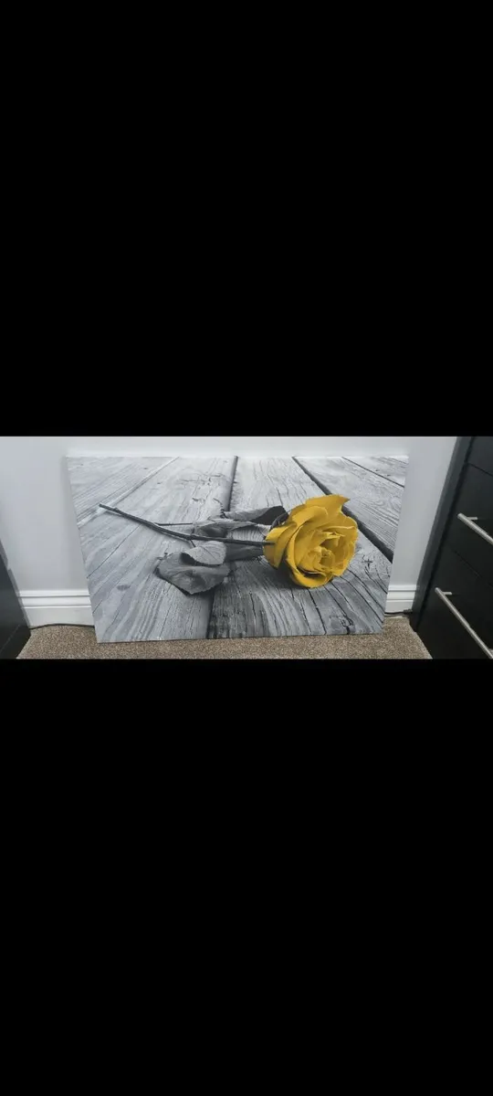 Yellow Rose Flower Wall Art Canvas Picture - Image 3