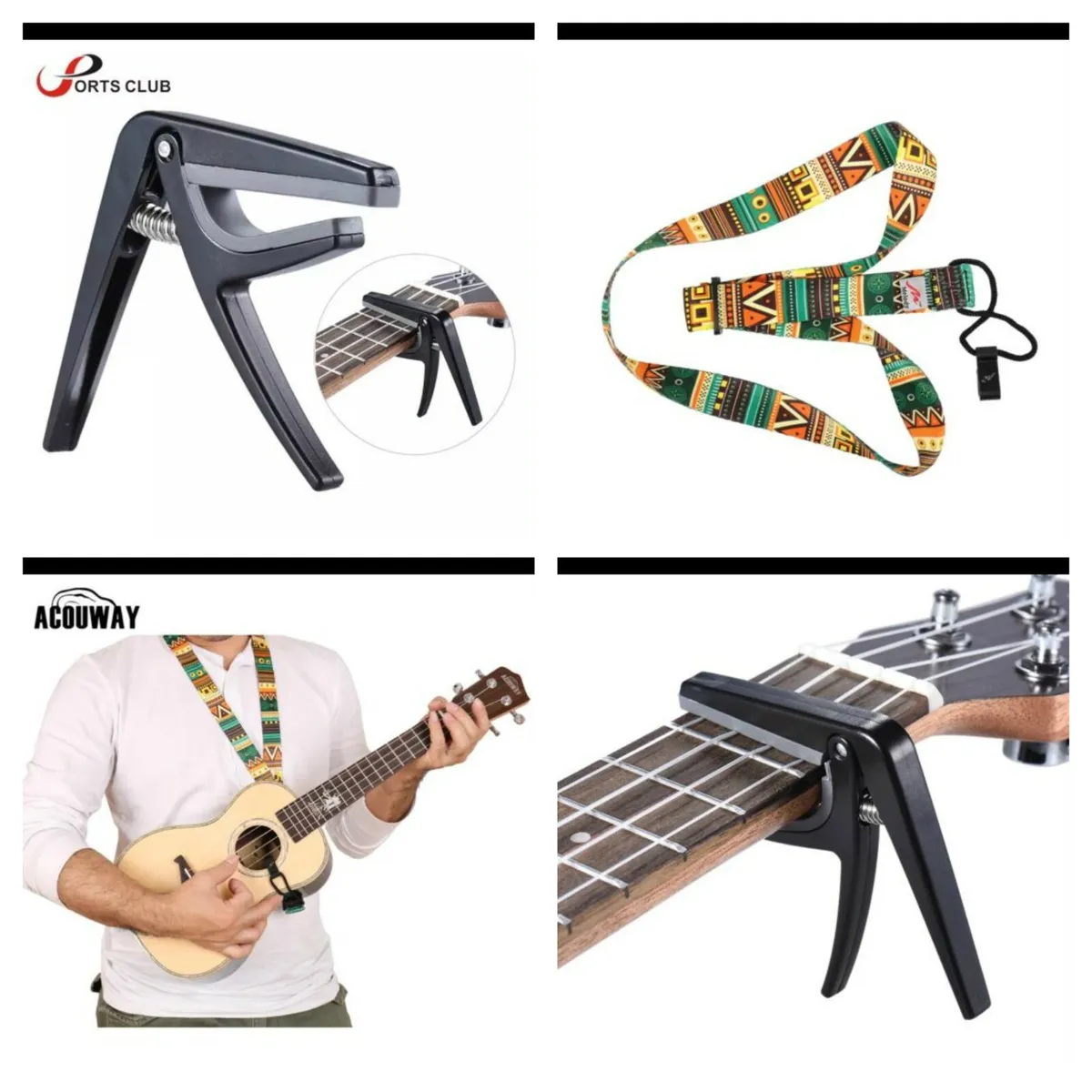 Ukulele Capo plus Strap - Image 1