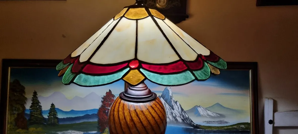 30 " Tall Art Deco Tiffany Style Large Table Lamp - Image 3