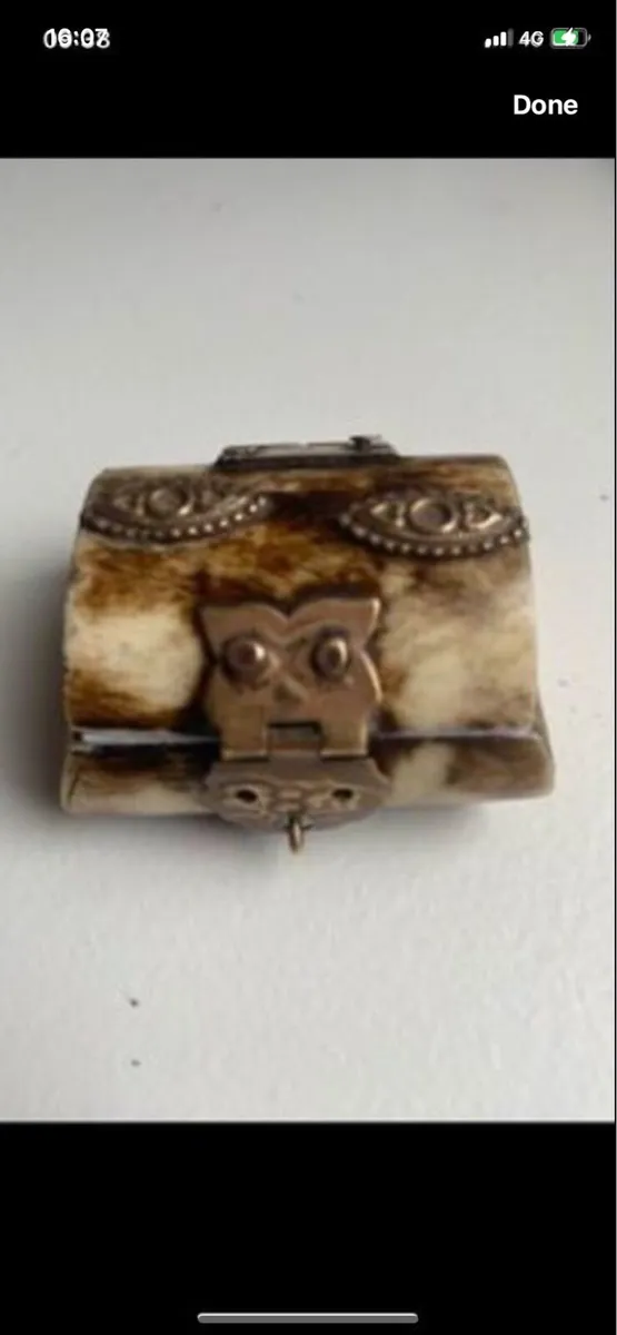 Vintage Bone & Brass Ring/ Jewellery Box - Image 1
