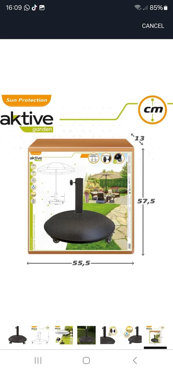 AKTIVE – Stand for Parasol with Wheels, 48 cm - Image 4