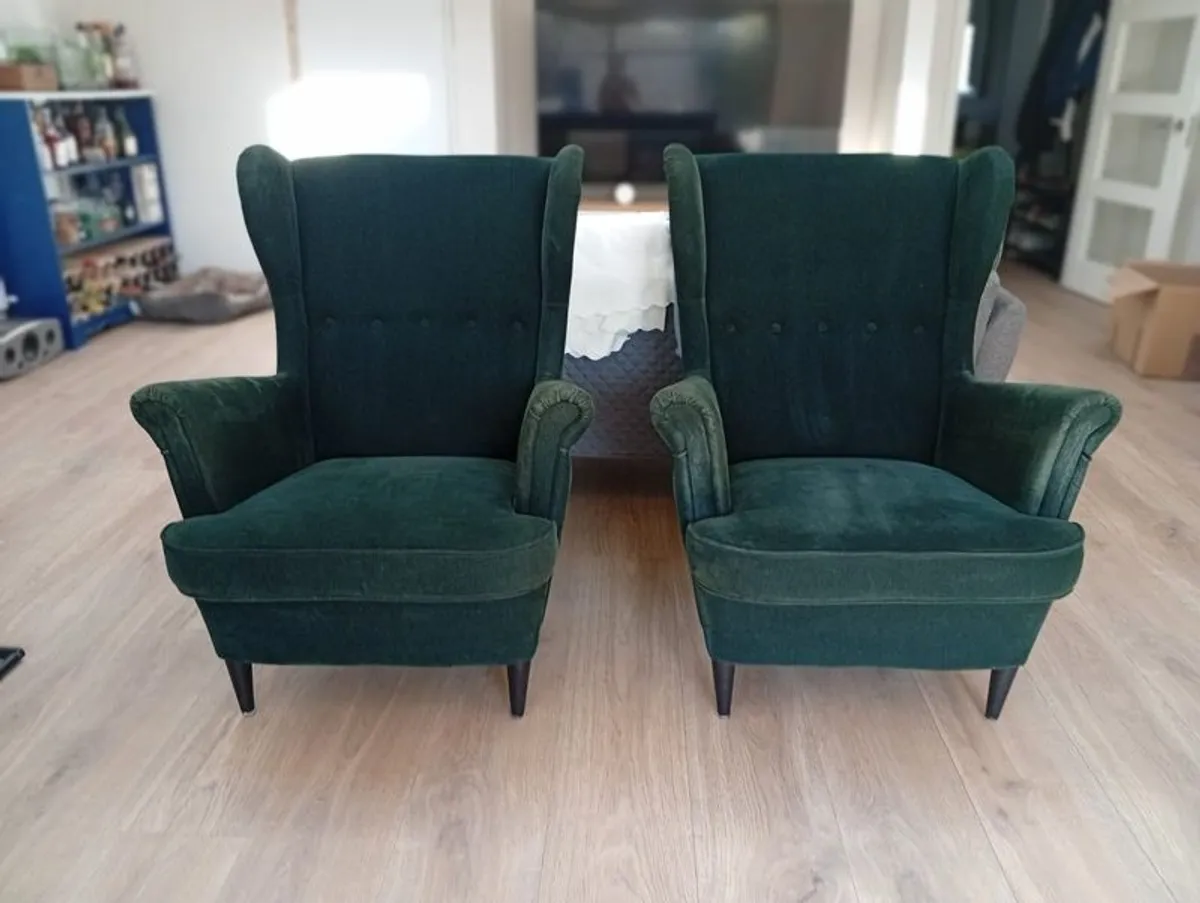 Green Fabric Armchairs - Image 3