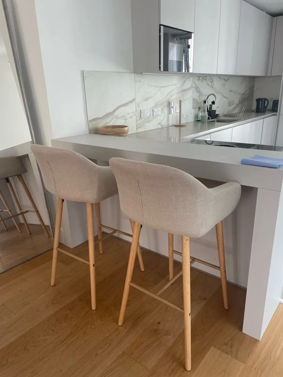 Two fabric bar stools - Image 1