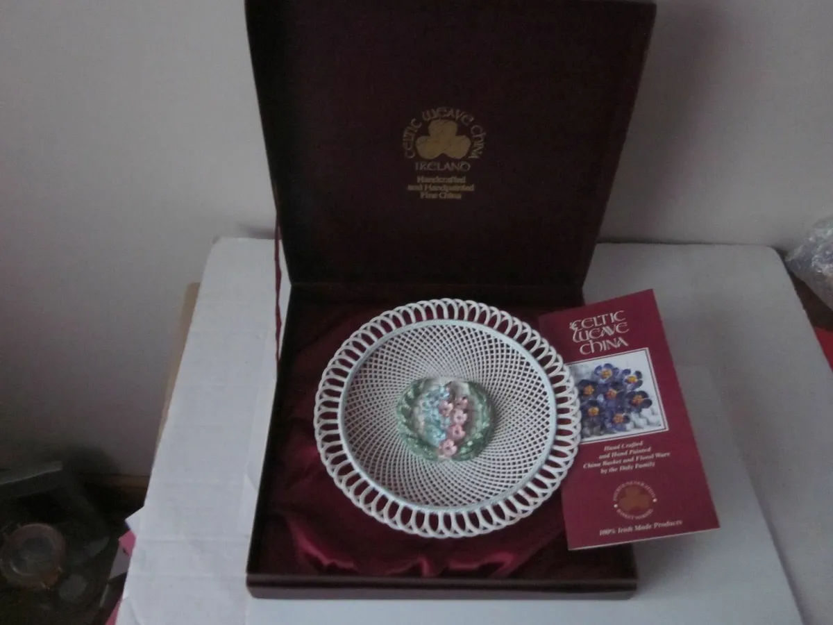 Celtic Weave China Basket Boxed  Unused/New - Image 1