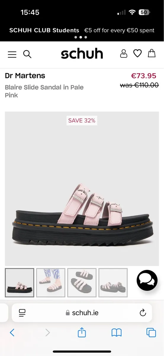 Dr Martens slide sandal in pale pink - Image 1
