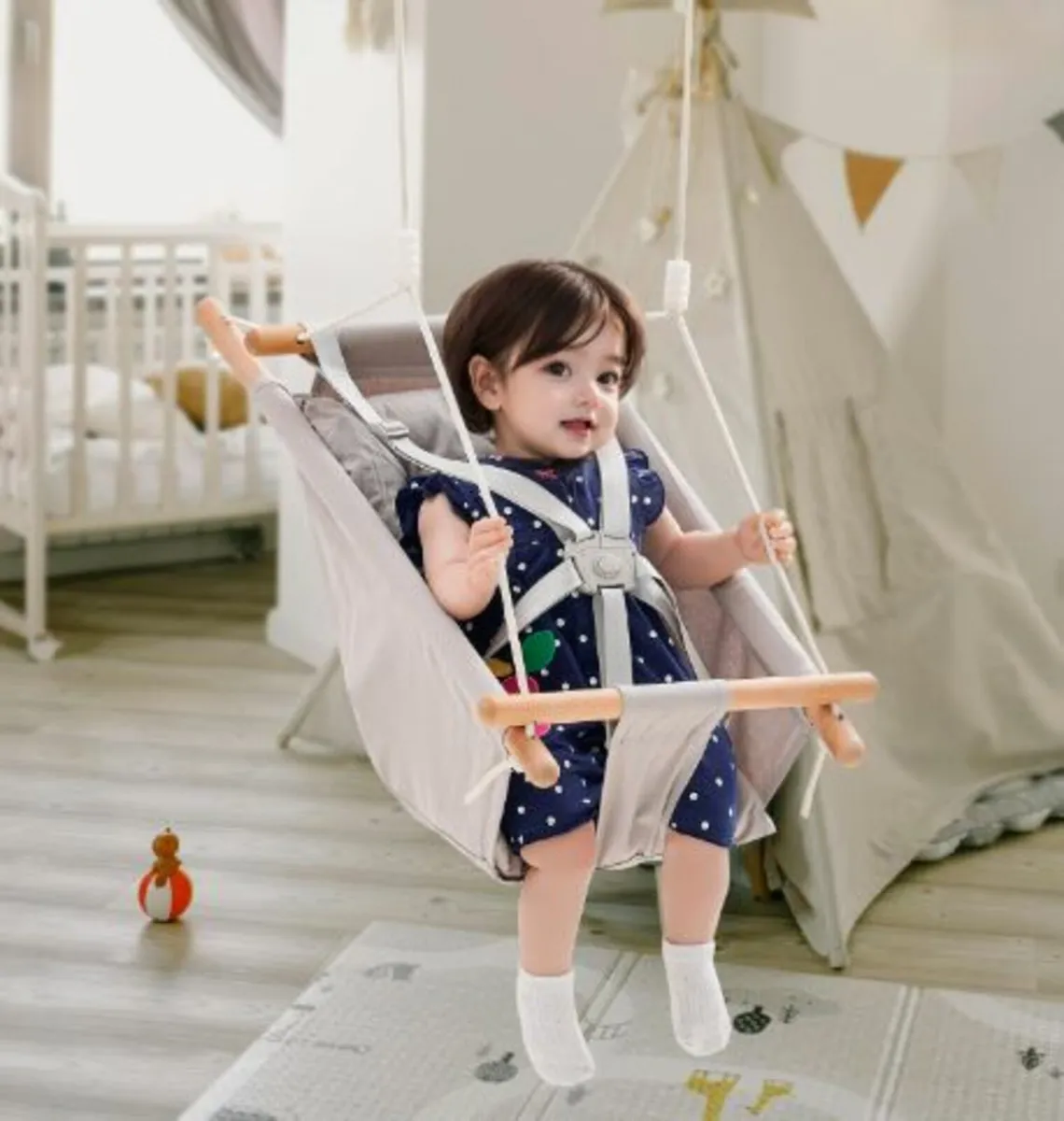 Canvas Hammock Swing 3 Modes Baby Swing 5-Point - Image 4