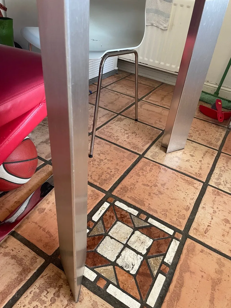 Black Glass Kitchen Table with Steel legs - Image 3