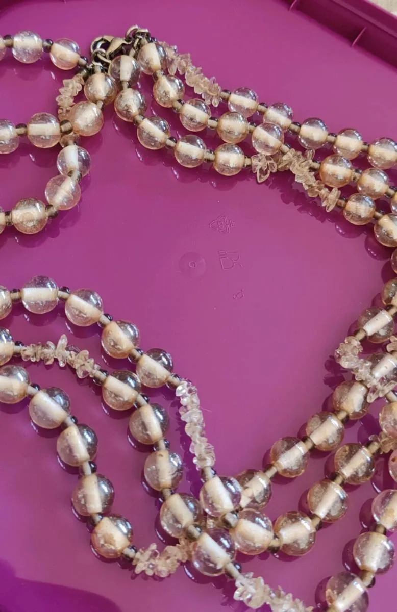Vintage glass 3 strand necklace - Image 2