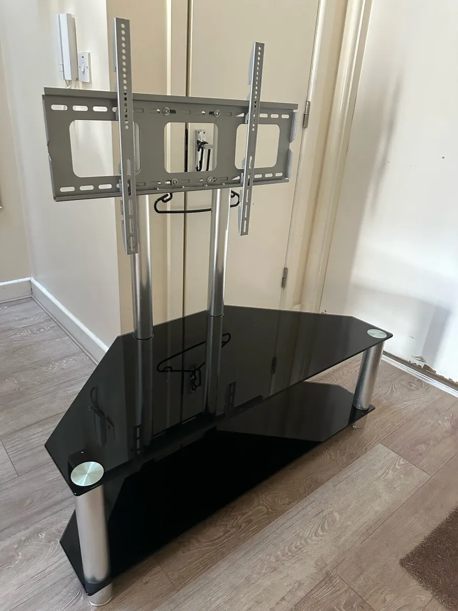 Modern Glass TV Stand with Integrated Mount - Image 1
