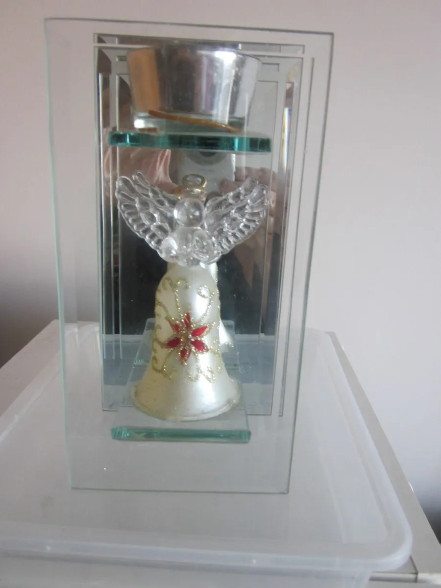Angel Mirror Glass Tea Lite Candle Holder - Image 1