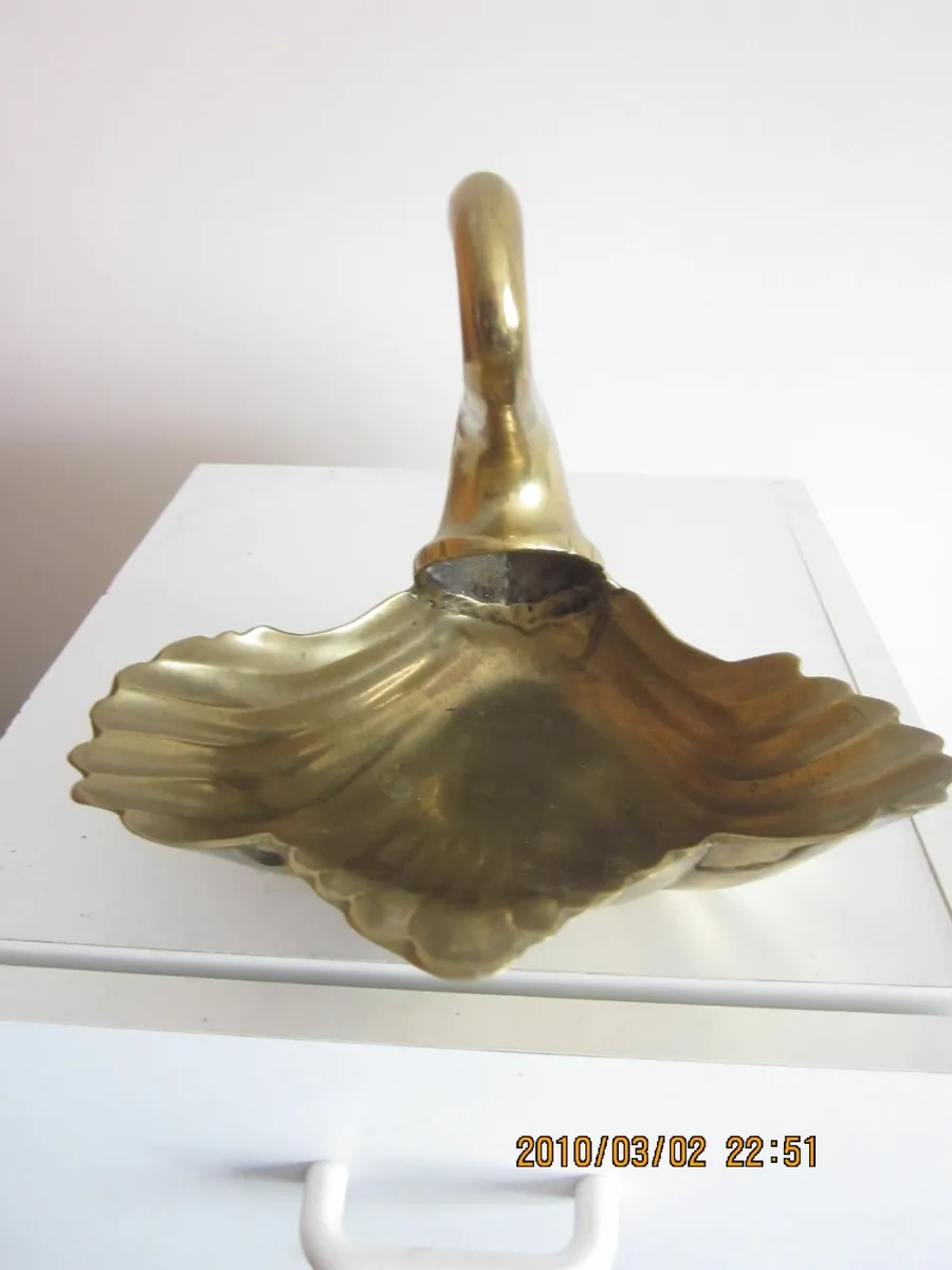 Brass Swan Figurine Trinket Dish - Image 2