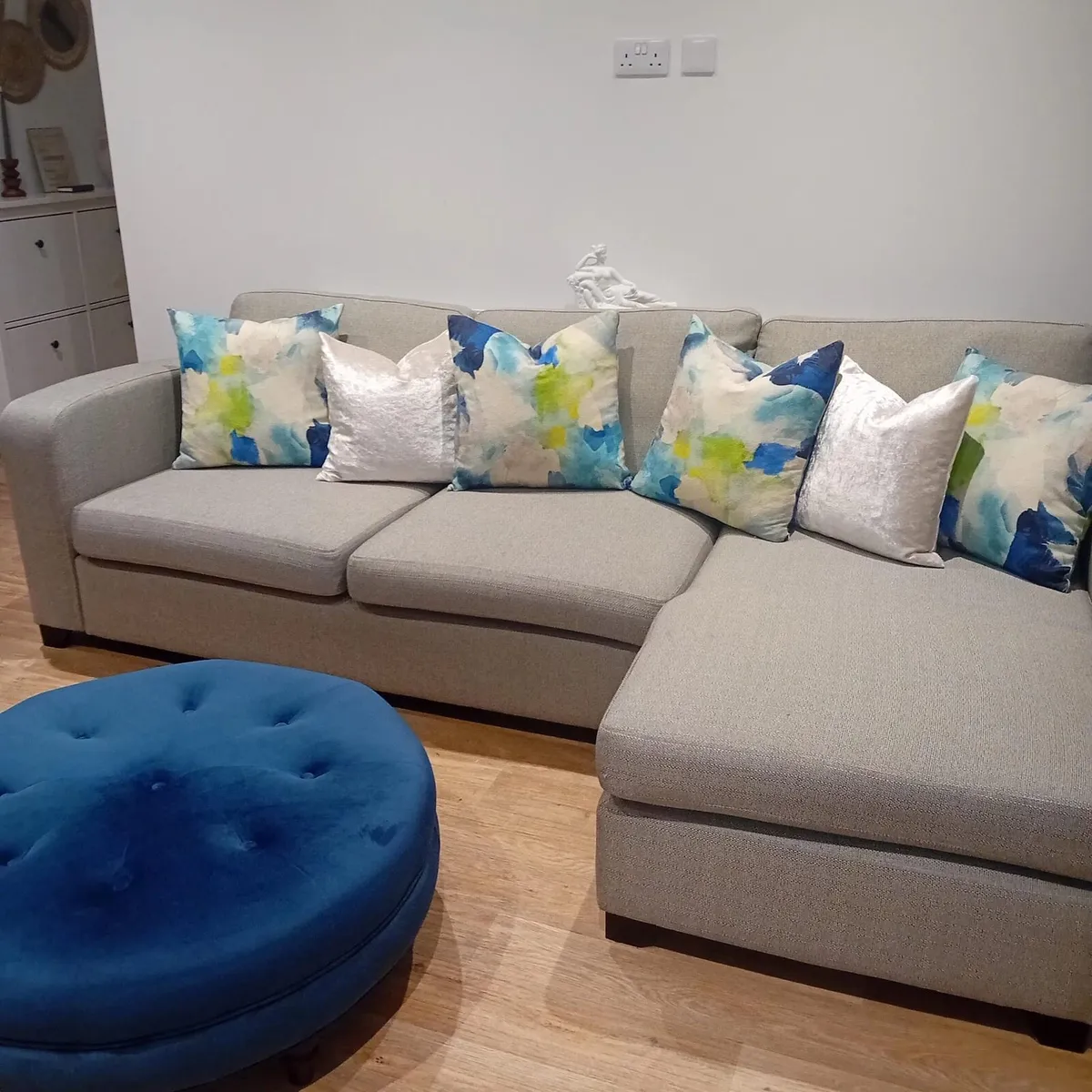 L shaped sofa and pouffe - Image 3