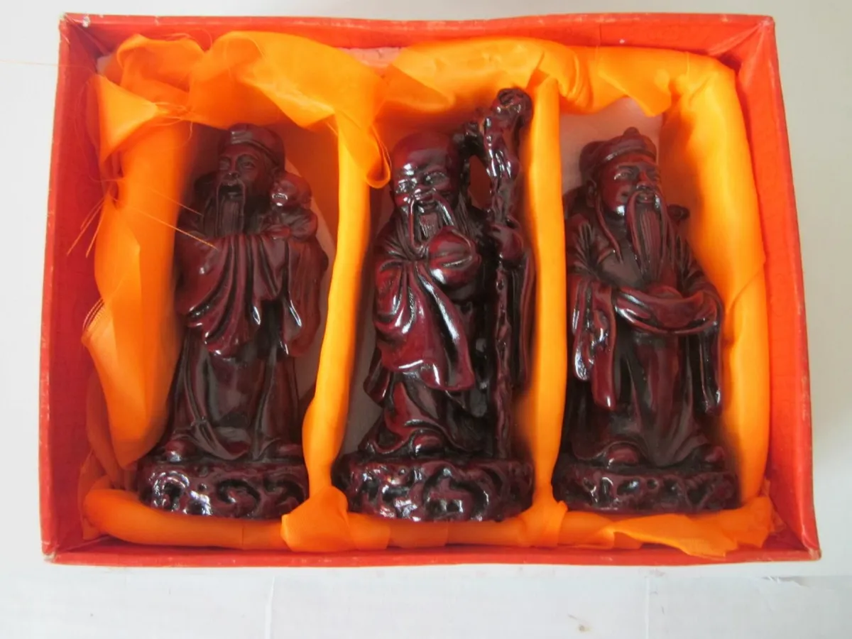 Chinese Feng Shui Three Wise Men Figurines - Image 1