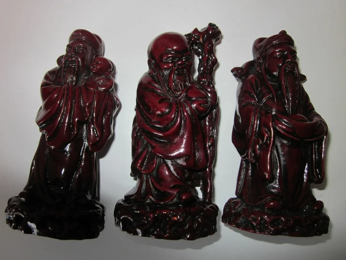 Chinese Feng Shui Three Wise Men Figurines - Image 3