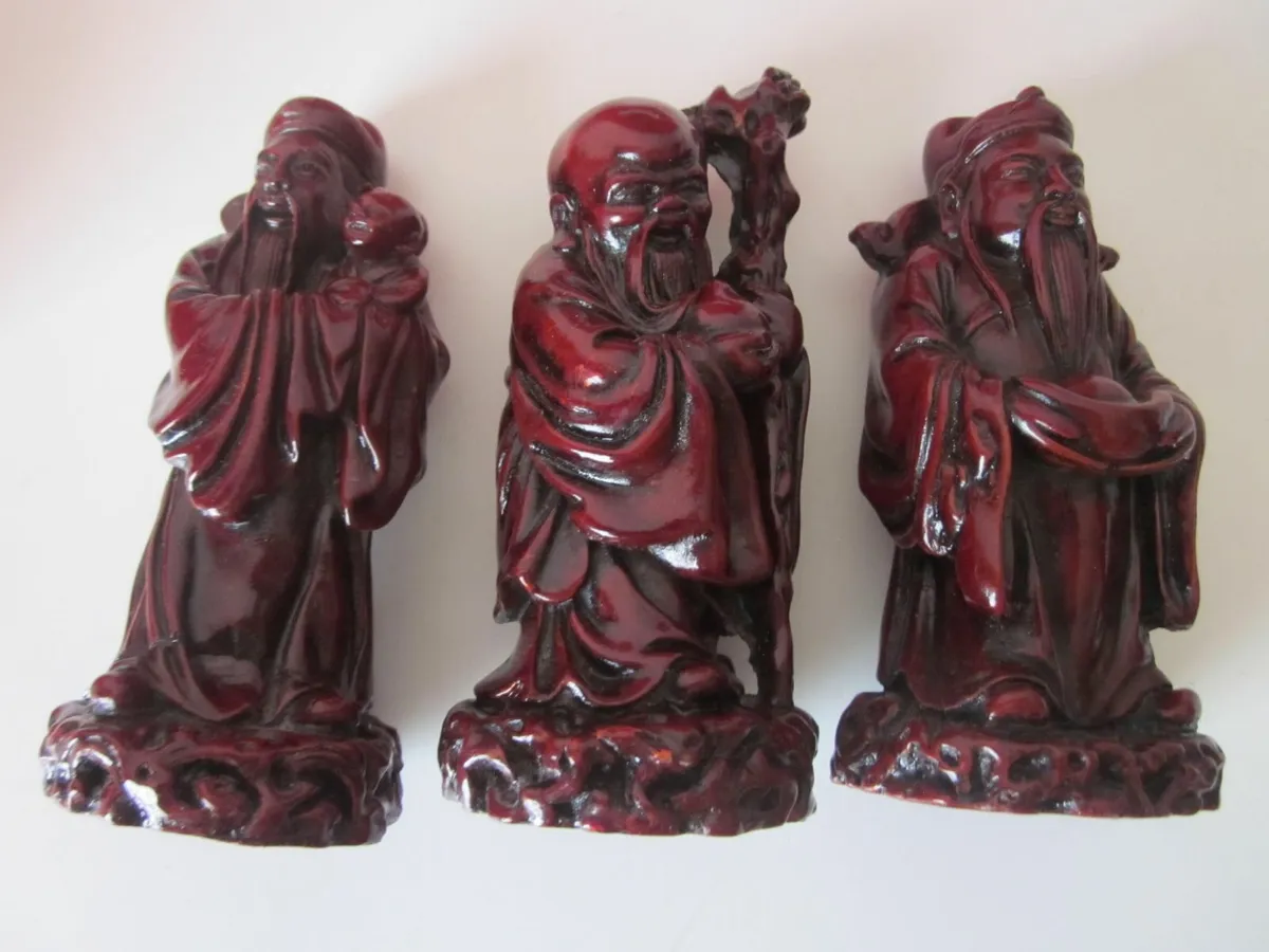 Chinese Feng Shui Three Wise Men Figurines - Image 4