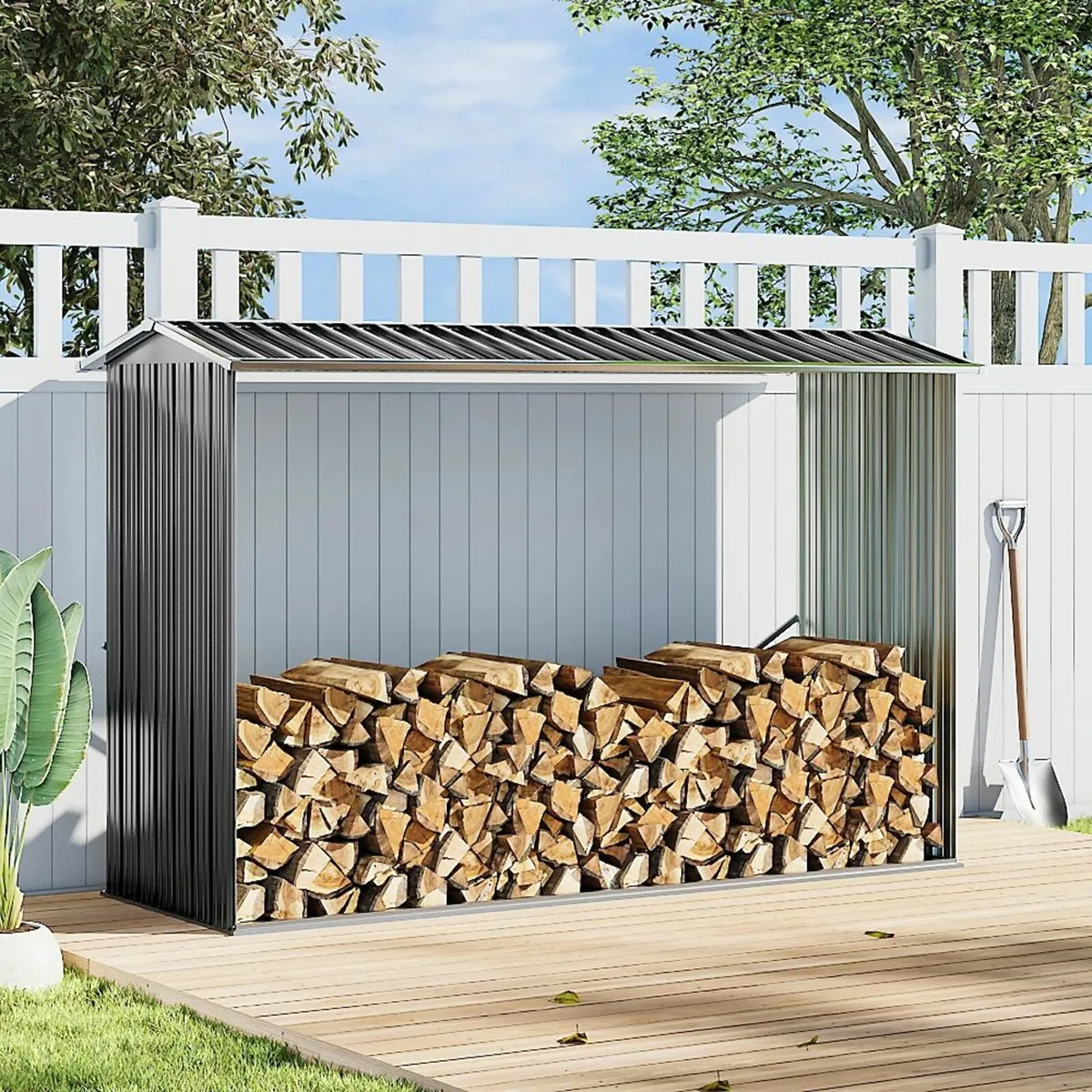 [Free P&P] New Garden Log Storage Shed 330x92x153 - Image 1