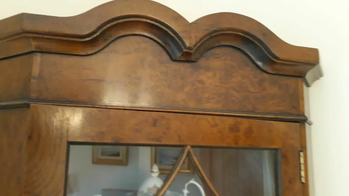 Tall Corner Walnut Display Cabinet - Image 2