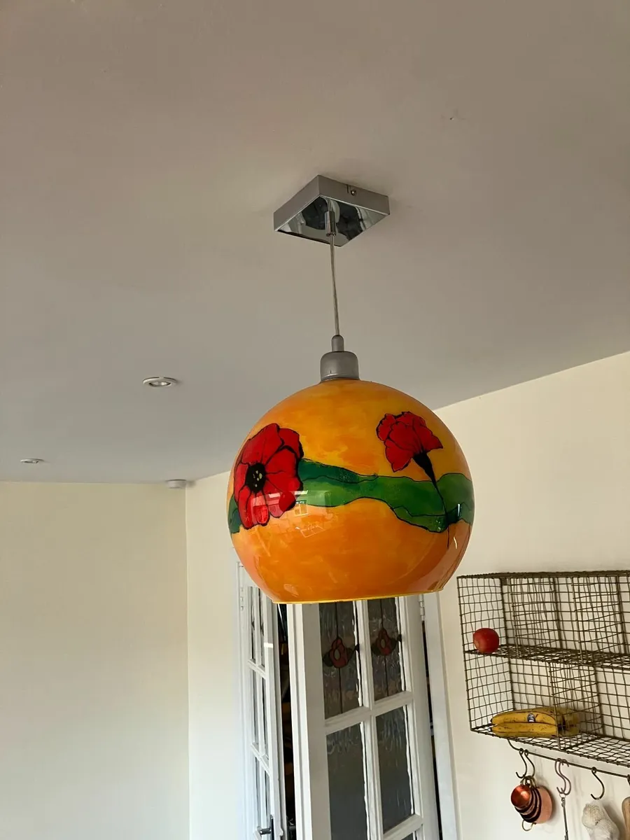 Ceiling Light Fixtures - Hand painted glass unique - Image 3