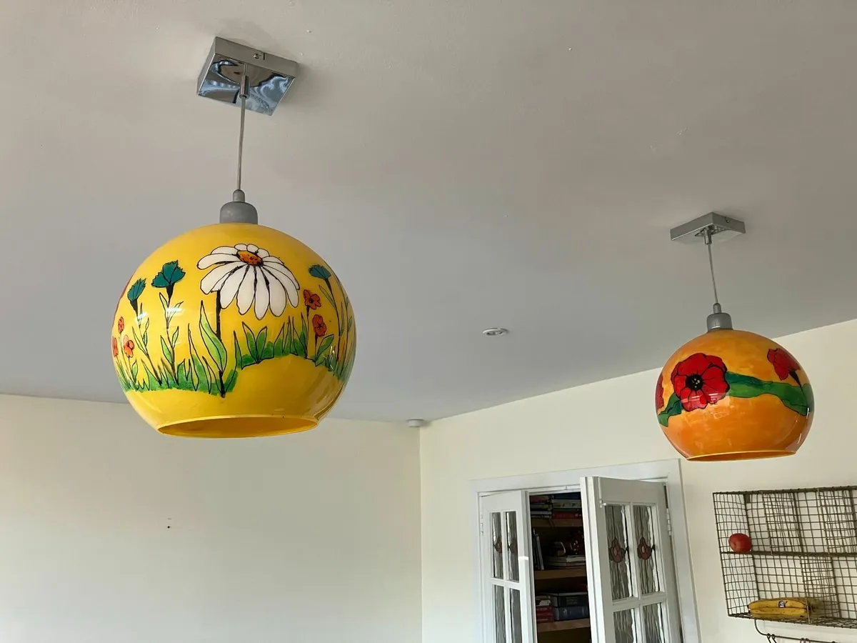 Ceiling Light Fixtures - Hand painted glass unique - Image 2