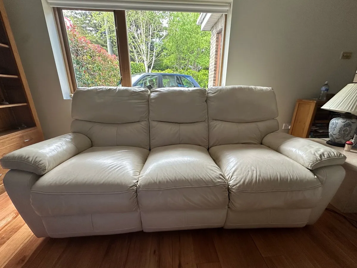 3 and 2 Real Leather Sofas - Image 1