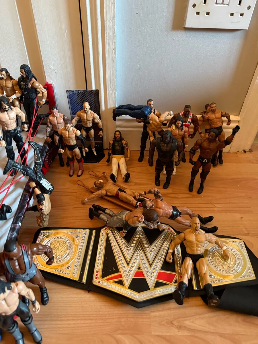 Wwe elite scale ring ,50 wrestling figures + belt - Image 3