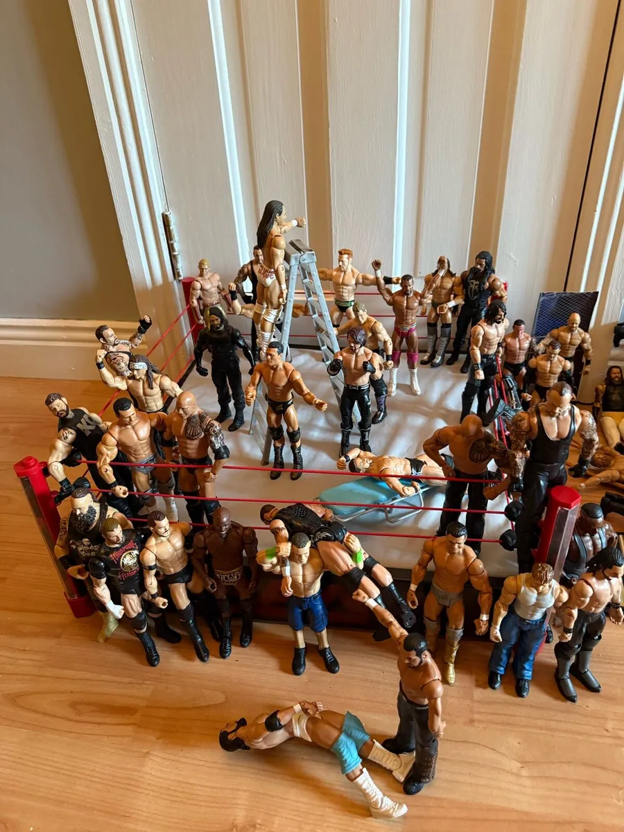 Wwe elite scale ring ,50 wrestling figures + belt - Image 4