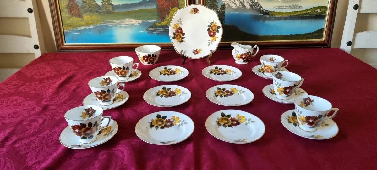 21Pc. Royal Tara Ireland Bone China Floral Tea Set - Image 3