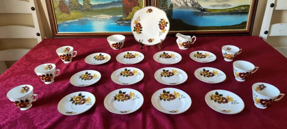 21Pc. Royal Tara Ireland Bone China Floral Tea Set - Image 4