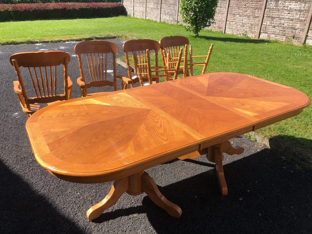 7ft dining table and 6 chairs - Image 2