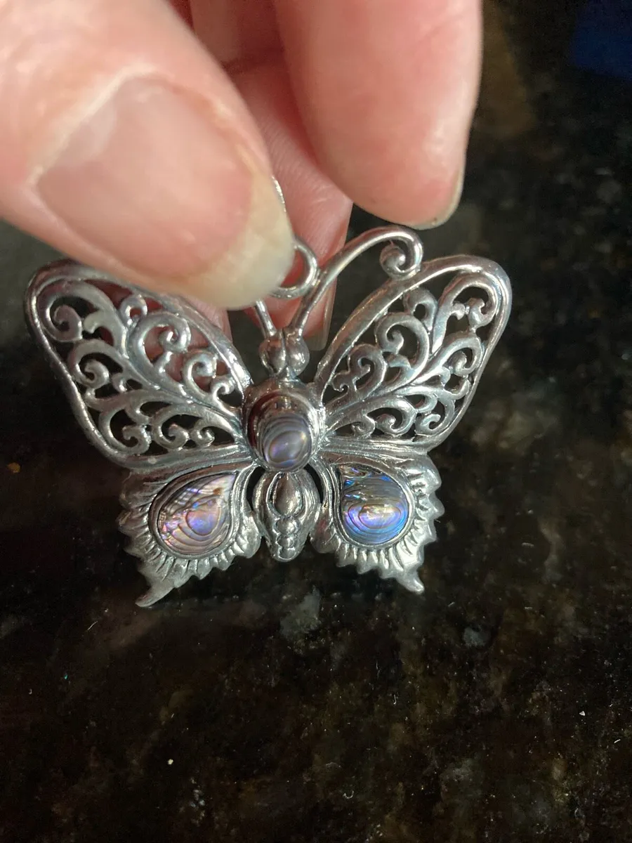 Large Sterling silver buffer fly pendant - Image 3