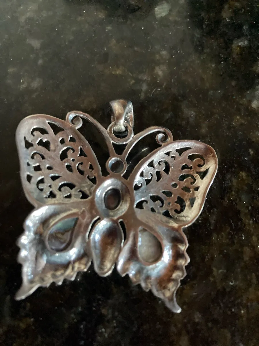 Large Sterling silver buffer fly pendant - Image 4