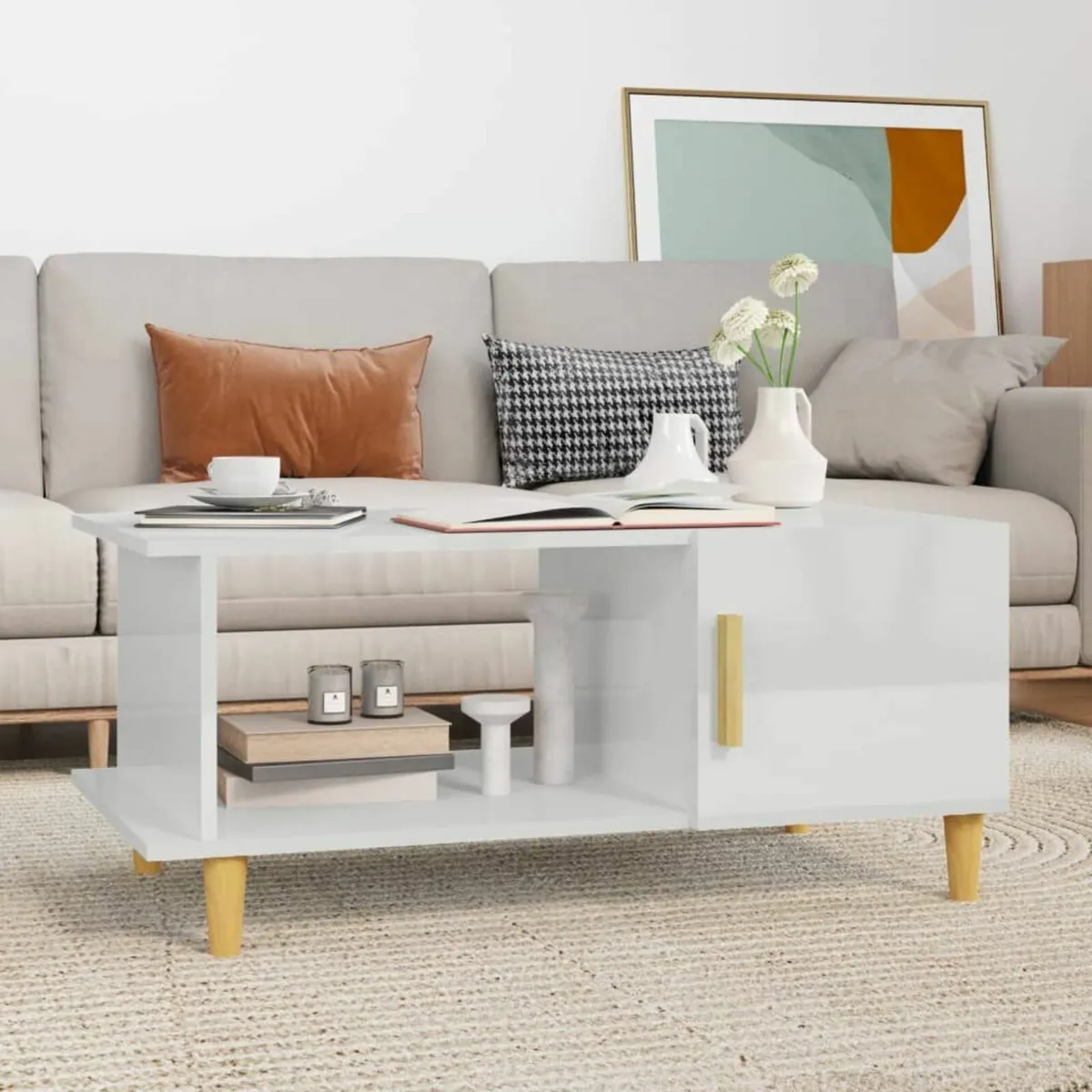 [Free P&P] New High Gloss White Coffee Table - Image 1