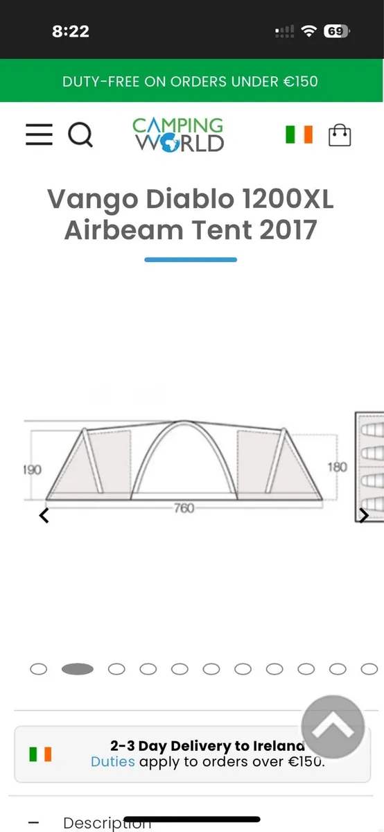Vango Diablo 1200XL air beam Tent - Image 2