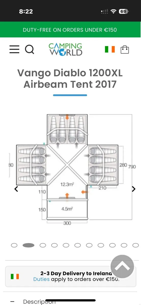Vango Diablo 1200XL air beam Tent - Image 3