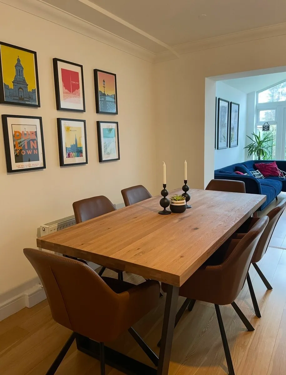 Dinning Table + 6 Leather Chairs - Image 1