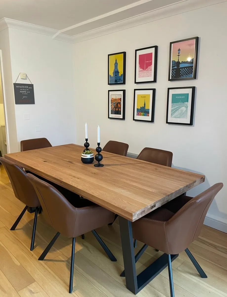 Dinning Table + 6 Leather Chairs - Image 2