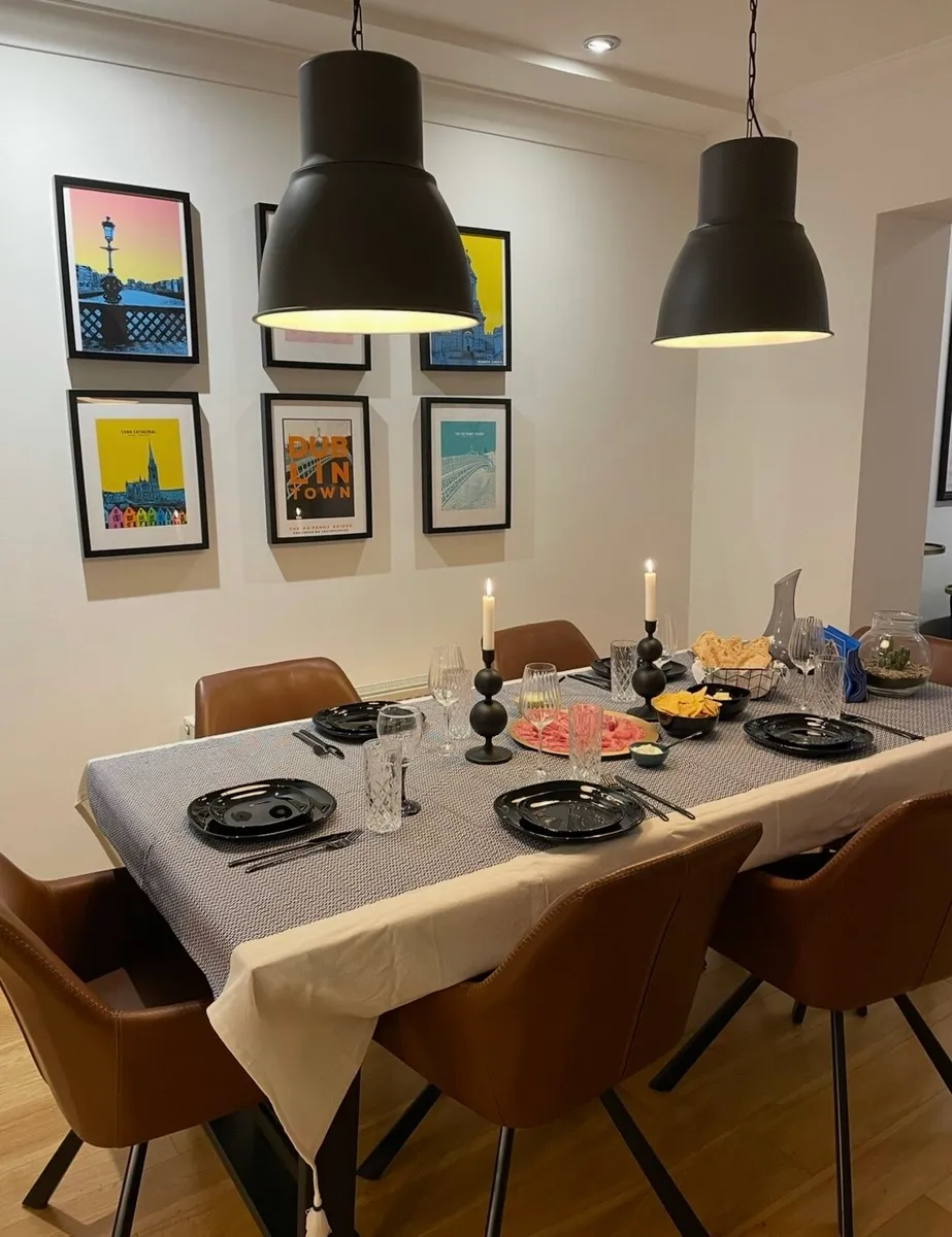 Dinning Table + 6 Leather Chairs - Image 4