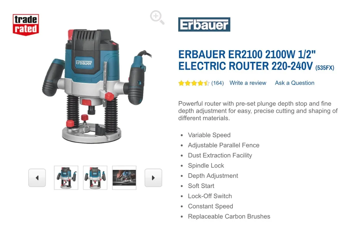 ERBAUER ER2100 2100W 1/2" ELECTRIC ROUTER - Image 2