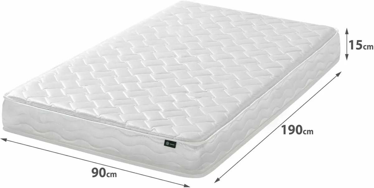 Single Bonnel Spring Mattress 90x190 cm White - Image 2